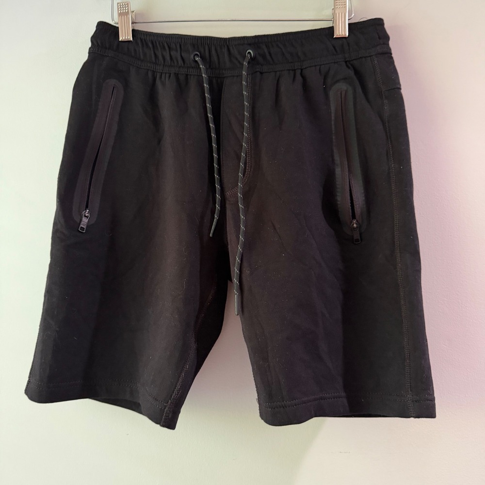 American Eagle Active Shorts Mens Small Black Good Tech Zipper Pockets Stretch